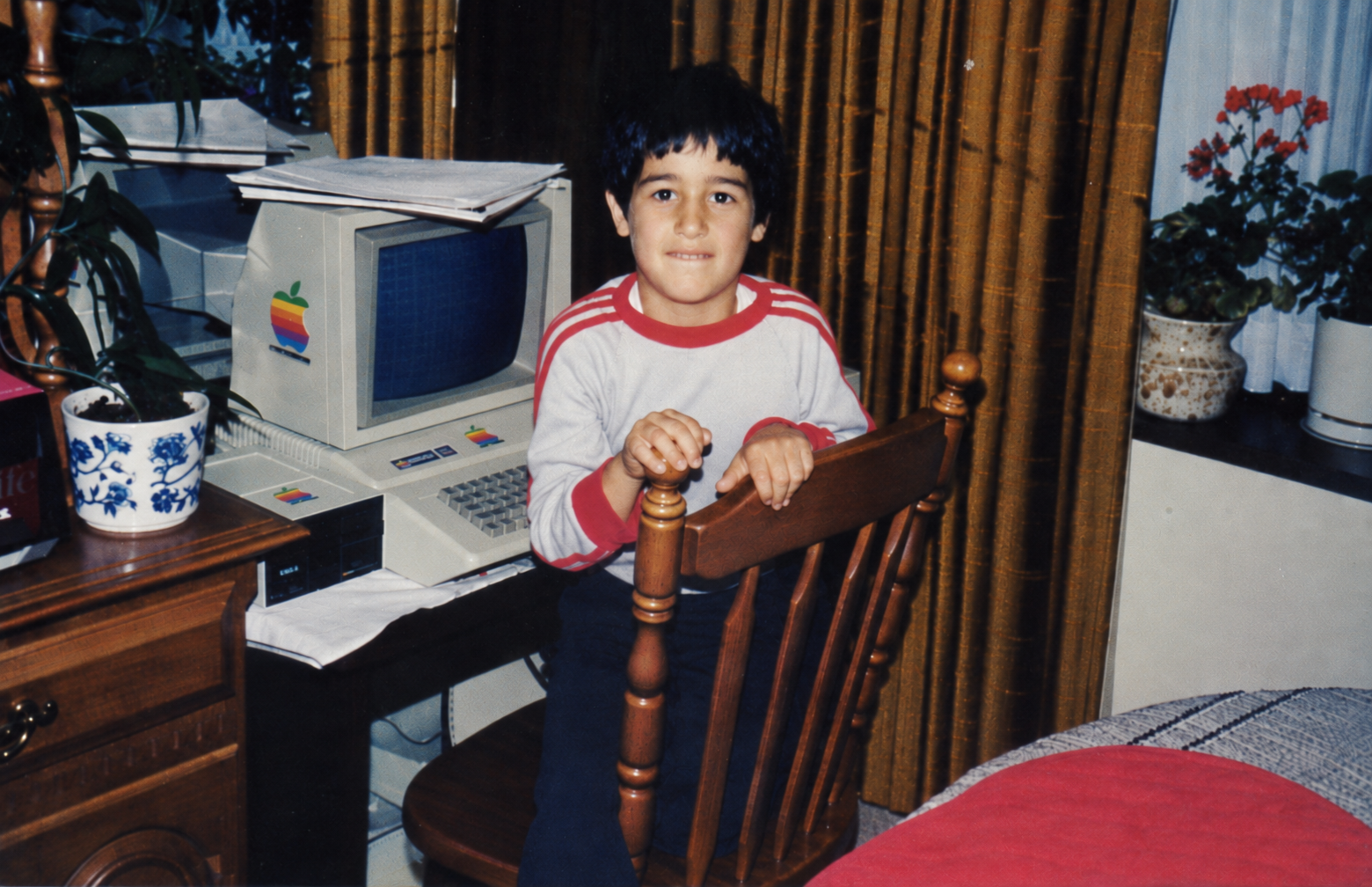 Childhood photo with an Apple IIe computer